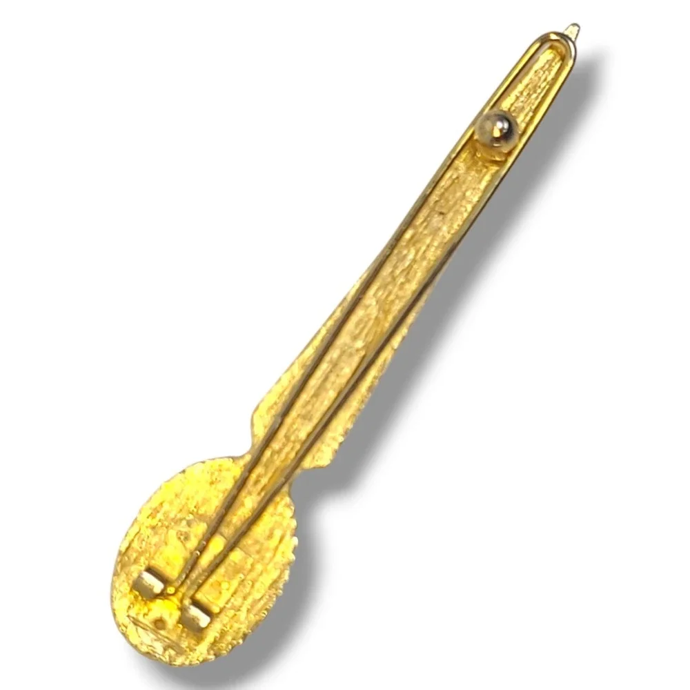 Vintage Gold Tone Rhinestone Scepter‎ Hair Barrette Clip 2